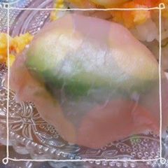A picture of Cured Ham and Avocado Sushi Balls, Hand-Rolled Style.