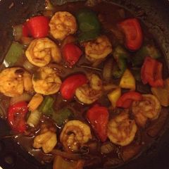 A picture of Shrimp in Black bean sauce.