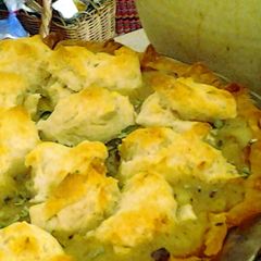 A picture of Debs Chicken Pot pie with Dumpling topping.