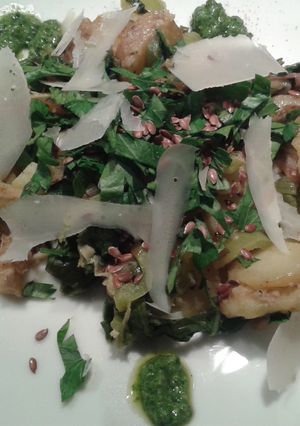 A picture of Warm potato and chard salad.