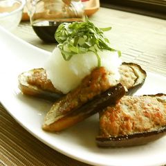 A picture of Japanese-Style Stuffed Eggplants.