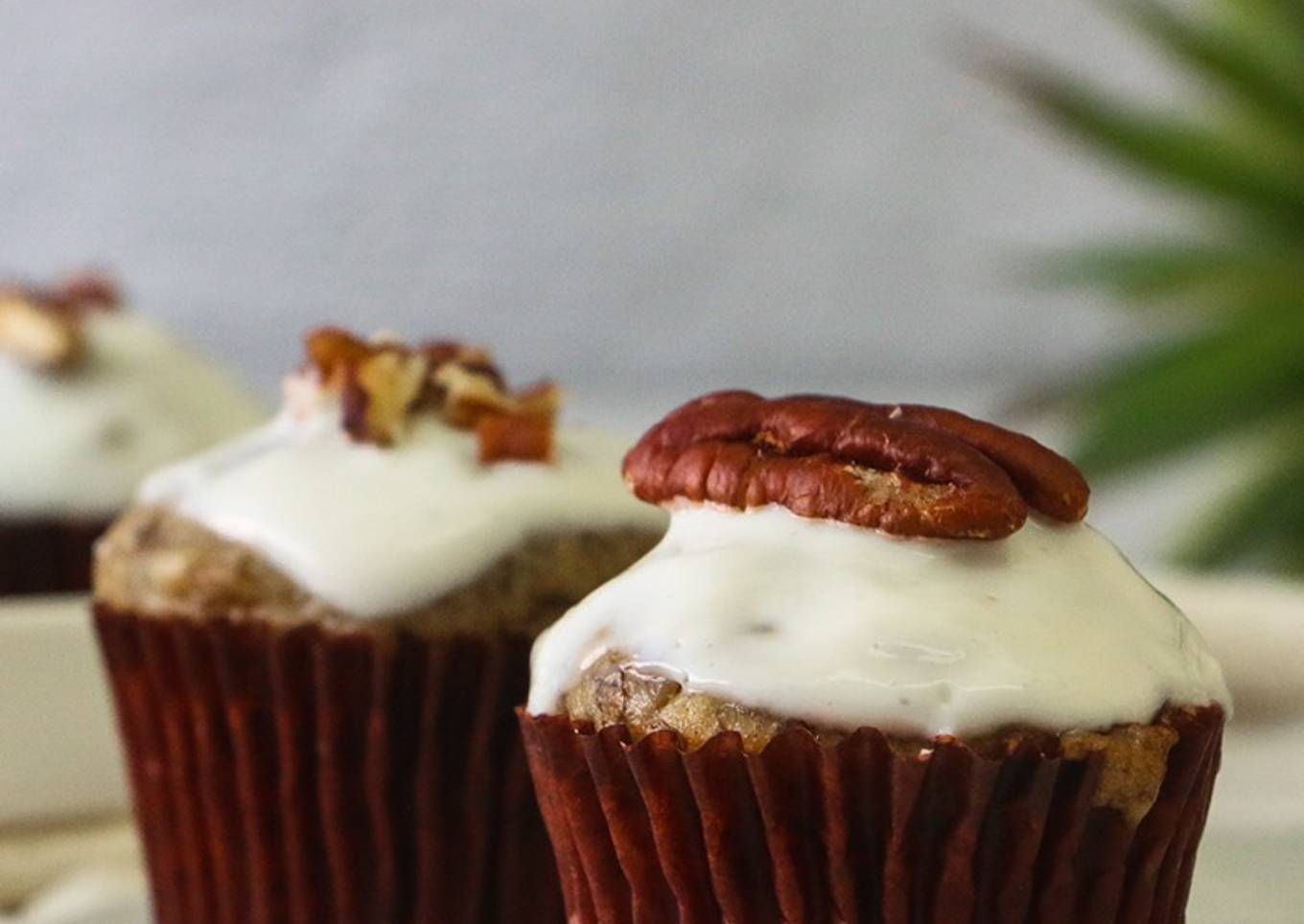 Banana Nuts Muffins with Greek Yogurt Icing
