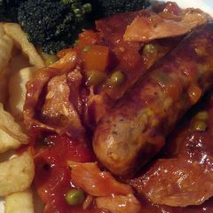 Vickys Slow Cooked Sausage & Bacon Stew, GF DF EF SF NF A picture of Vickys Slow Cooked Sausage & Bacon Stew, GF DF EF SF NF.