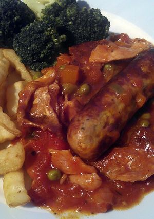 A picture of Vickys Slow Cooked Sausage & Bacon Stew, GF DF EF SF NF.