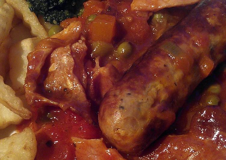 Vickys Slow Cooked Sausage &amp; Bacon Stew, GF DF EF SF NF