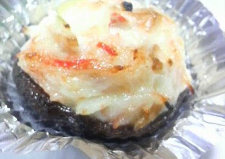 Recipe of Any-night-of-the-week Convenient for Bentos! Shiitake Mushroom Baked with Crabstick and Mayonnaise