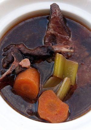 A picture of Brown Lamb And Pork Bone Stock / Soup.