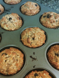 A picture of Banana Carrot and Choco Chip Muffin.