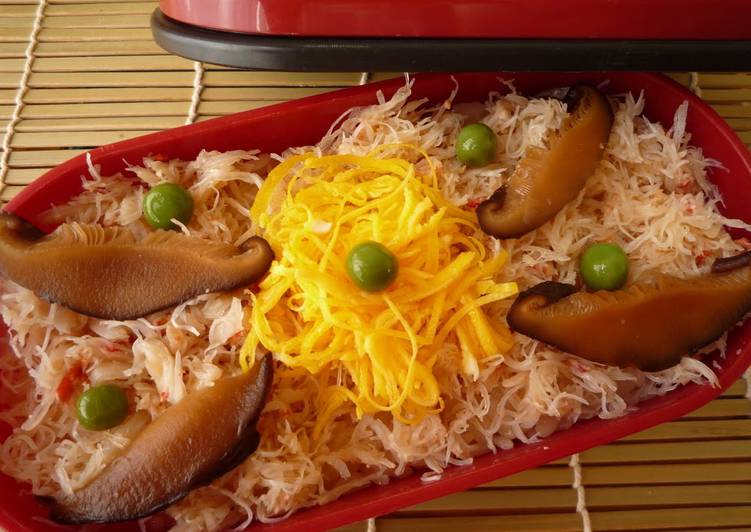 Recipe of Homemade Steamed Crab Rice Hokkaido Bento-style! Good for Festive Occasions