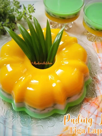 Langkah Gampang Membikin Resep Puding Labu Tiga Lapis (labu, cendol/dawet, pandan) yang  Bikin Ketagihan Anti Ribet, Mantap