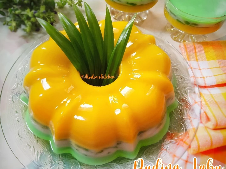 Langkah Gampang Membikin Resep Puding Labu Tiga Lapis (labu, cendol/dawet, pandan) yang  Bikin Ketagihan Anti Ribet, Mantap