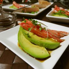 A picture of Avocado and Crab Stick Hors D'oeuvre.