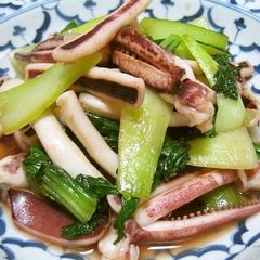 A picture of Easy Side Dish♪ Bok Choy and Squid Salt Stir-fry.