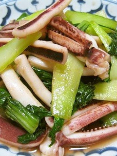 A picture of Easy Side Dish♪ Bok Choy and Squid Salt Stir-fry.
