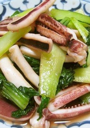 A picture of Easy Side Dish♪ Bok Choy and Squid Salt Stir-fry.