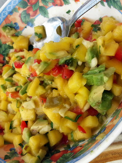 A picture of spicy mango salsa.