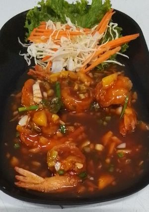 รูปของ กุ้งทอดราดซอสสามรส