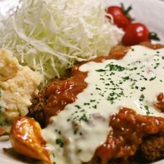 Tomato & Cheese Double Sauce Chicken Cutlets A picture of Tomato & Cheese Double Sauce Chicken Cutlets.