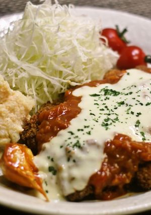 A picture of Tomato & Cheese Double Sauce Chicken Cutlets.