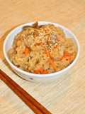 Rice with Maitake Mushrooms Seasoned with Simmered Pork Belly Sauce