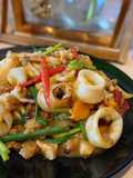 Stir-Fried Squid with Salted Egg and a Bit of Ground Pork 😂