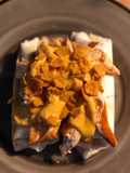 STEAK and SHREDDED CHICKEN BURRITOS WITH MELTED CHEESE/FRITOS: JAYS SMOTHERED BURRITO