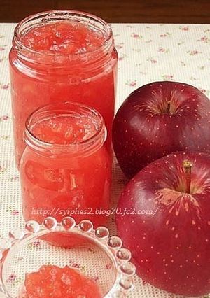 A picture of Pink Hued Apple Jam using Red Gold Apples.