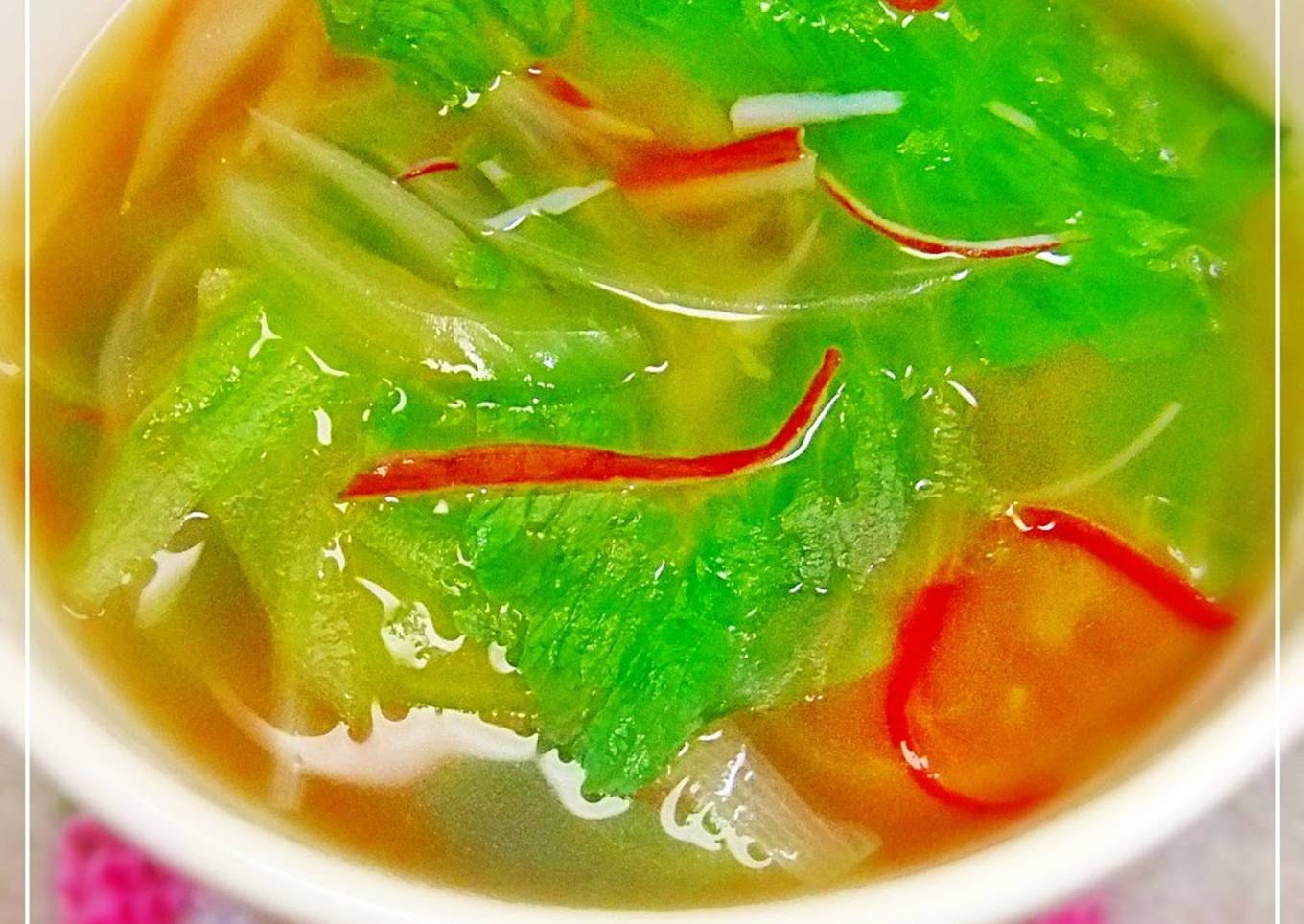 Lettuce and Crabstick Ginger Soup