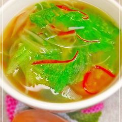 A picture of Lettuce and Crabstick Ginger Soup.