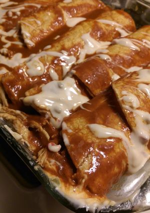 A picture of Easy Cheesy Chicken Enchilada.