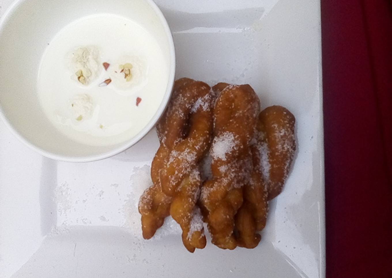 Rasmalai and twisted doughnut