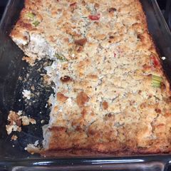 A picture of My mom’s cornbread dressing, almost.