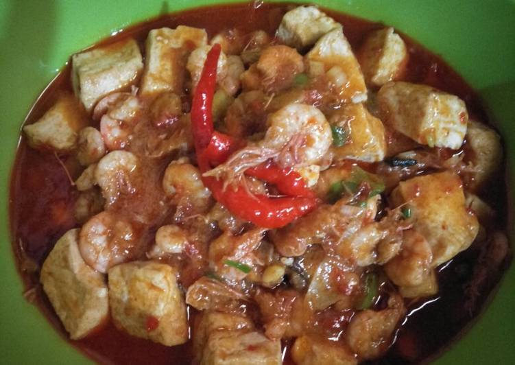 Udang Tahu Saus Tiram Pedas