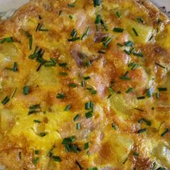 A picture of Smoked salmon and potato frittata.