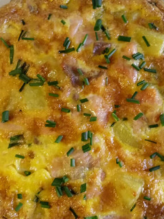 A picture of Smoked salmon and potato frittata.
