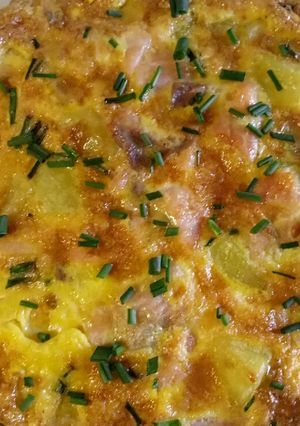 A picture of Smoked salmon and potato frittata.