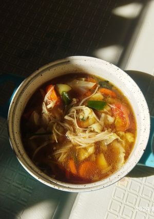 Foto resep Sup jamur enoki sat set