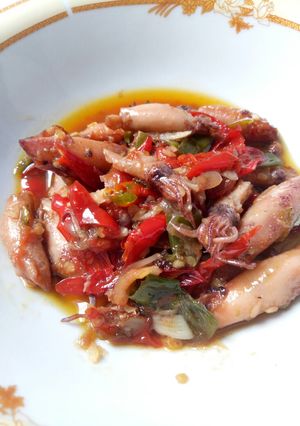 Foto resep Cumi asin sambal pelangi