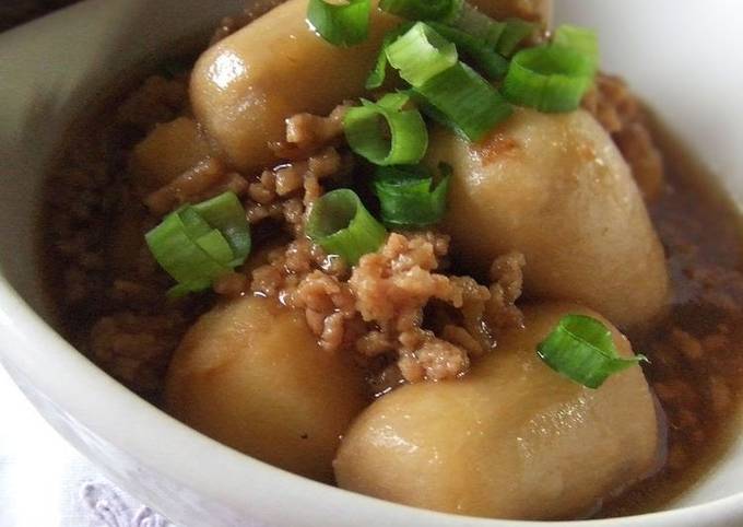 Satoimo (Taro) and Minced Meat Topped with Sweet Sauce Recipe by ...