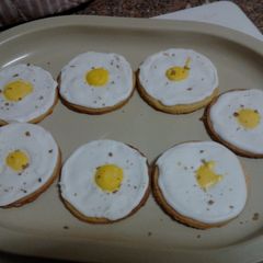 A picture of Ladybirds Fried Egg Biscuits/Cookies.