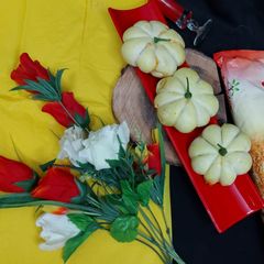 Pumpkin Shaped cheese Chicken Buns A picture of Pumpkin Shaped cheese Chicken Buns.