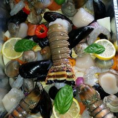 A picture of The Lake Como Seafood Bake.