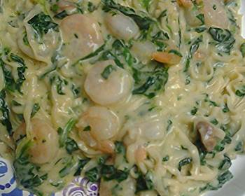 Popular Recipe Spinach shrimp alfredo with noodles Savory Delicious