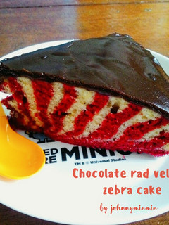 A picture of Chocolate red velvet zebra cake.