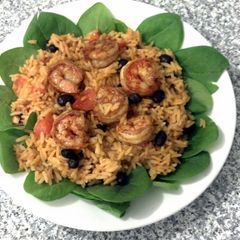 A picture of Too EZ Paprika & Garlic Prawns on (spanish) Rice.