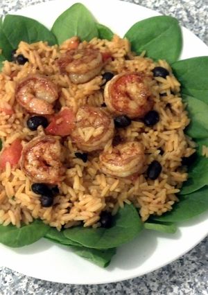 A picture of Too EZ Paprika & Garlic Prawns on (spanish) Rice.