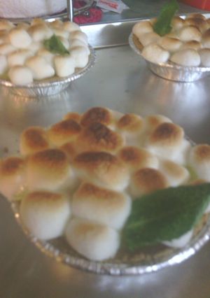 A picture of marshmellow lemon graham pie.
