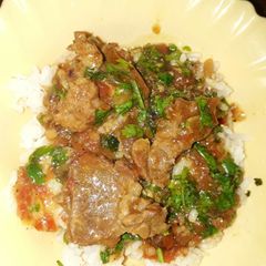 A picture of Wet fried beef stew.
