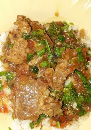 A picture of Wet fried beef stew.