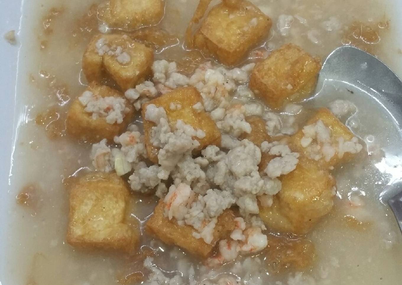 Tofu with minced pork and prawn (kids favorit)